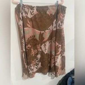 Brown and pink floral skirt